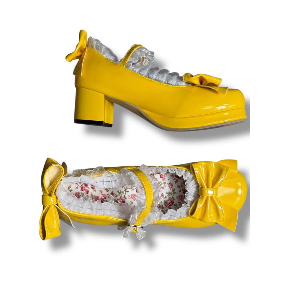 Yellow Bow Platform Mary Jane Lolita 6.5 New